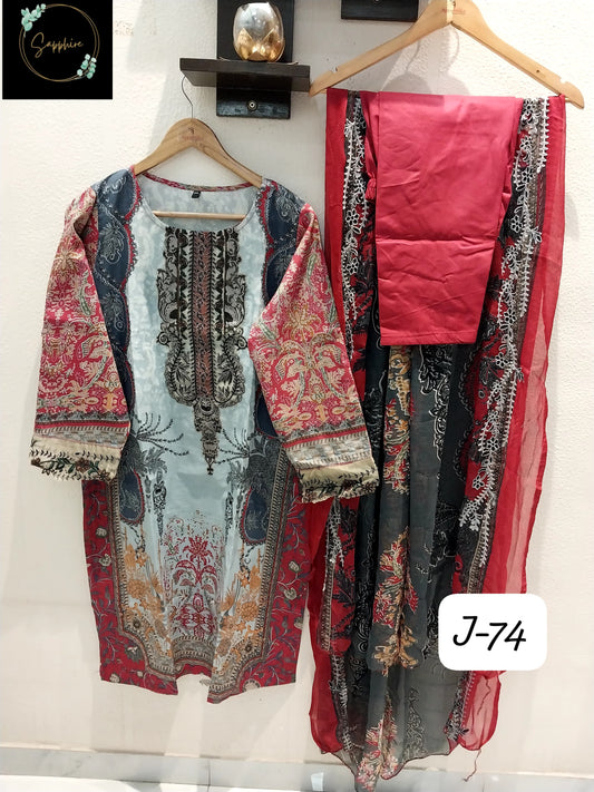 Jazmin Vol 74 Red Sapphire Pakistani Readymade Suits