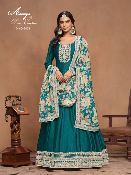 9803 Aanaya Vol 198 Dani Creation Gown Dupatta Set