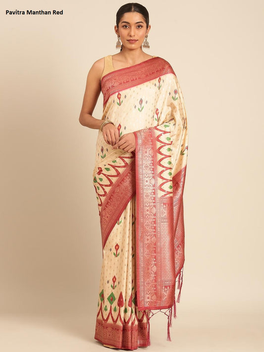 Pavitra Manthan Red Bunawat Sarees