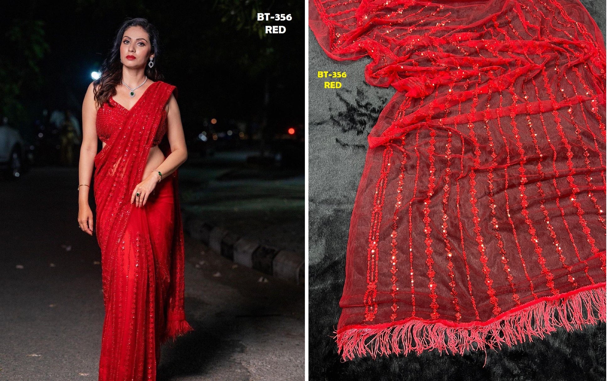 356 Red Bt Sarees