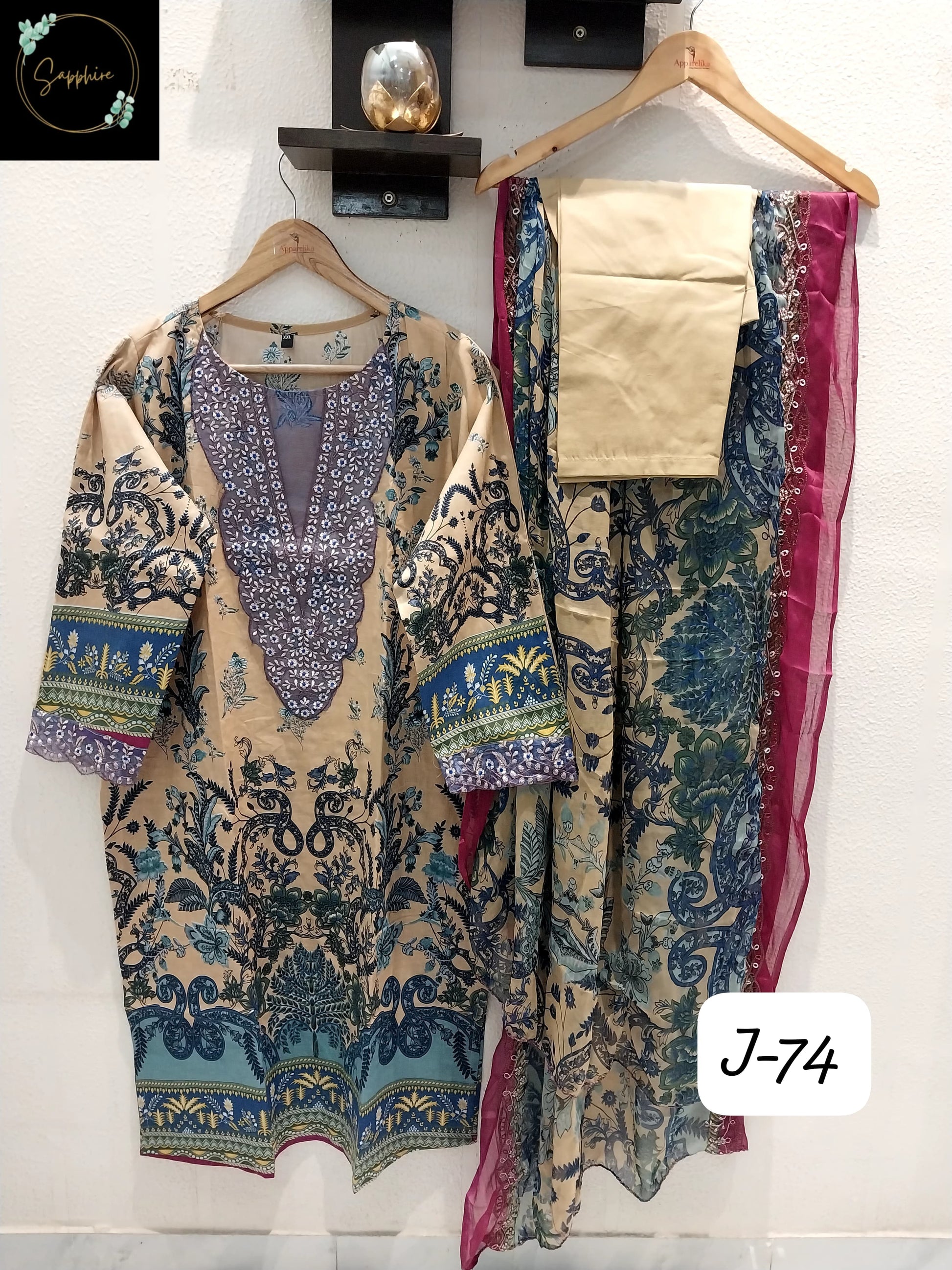 Jazmin Vol 74 Cream Sapphire Pakistani Readymade Suits
