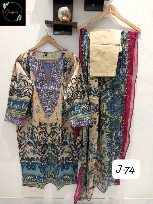 Jazmin Vol 74 Cream Sapphire Pakistani Readymade Suits