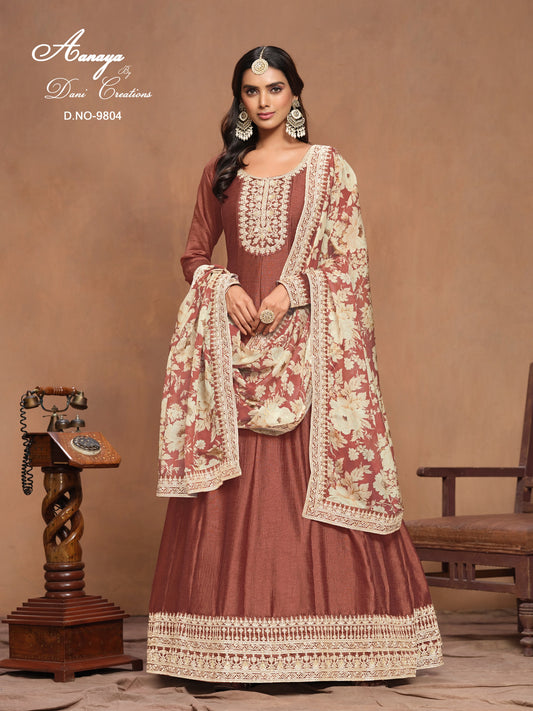 9804 Aanaya Vol 198 Dani Creation Gown Dupatta Set