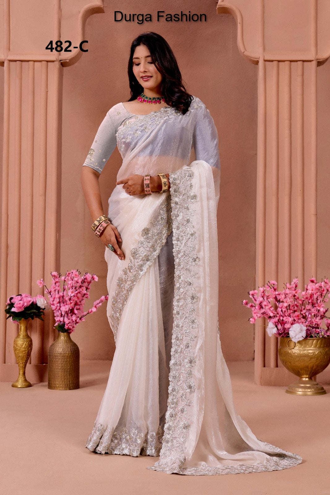 482C Durga Fashion Fendy Chiffon Sarees