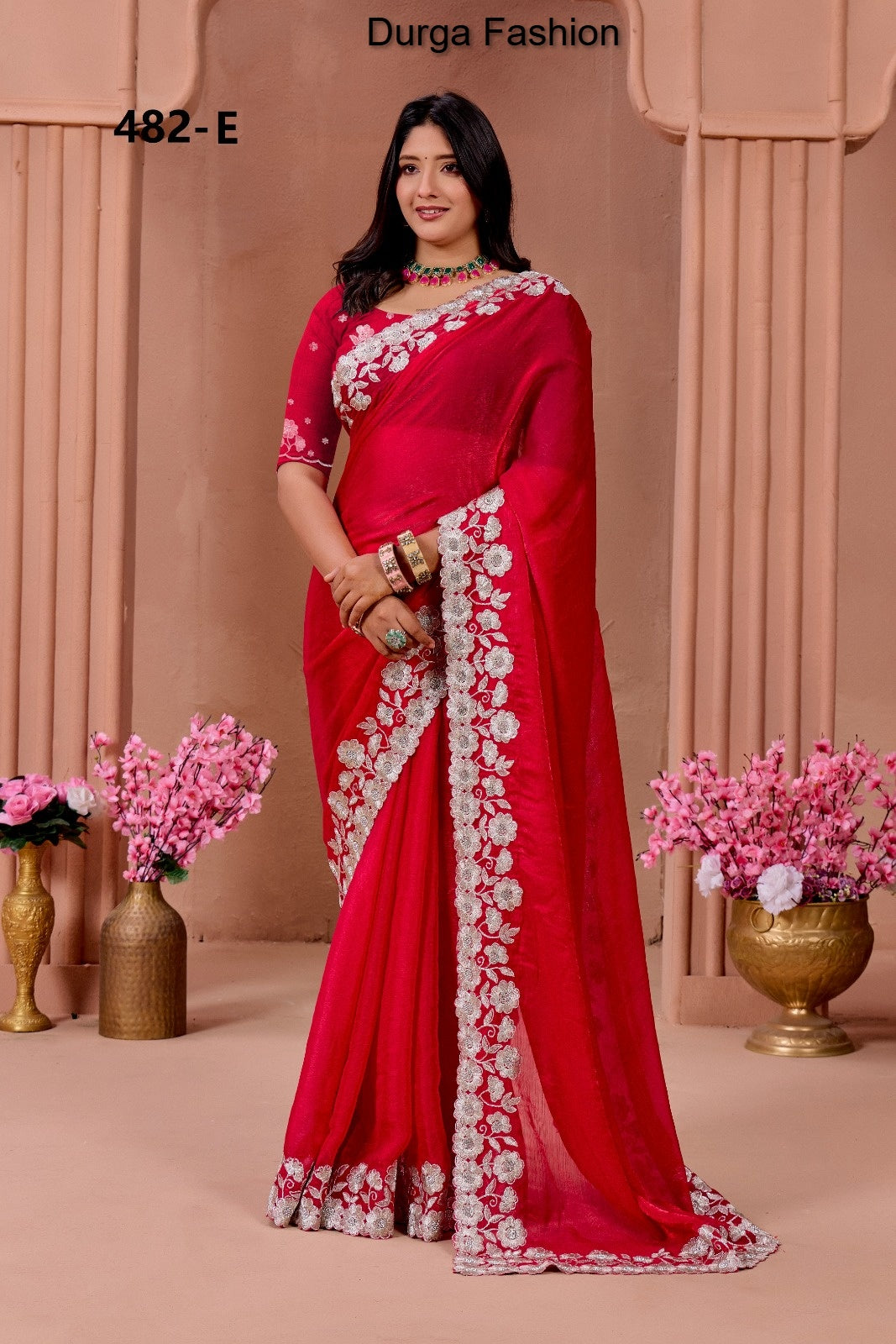 482E Durga Fashion Fendy Chiffon Sarees