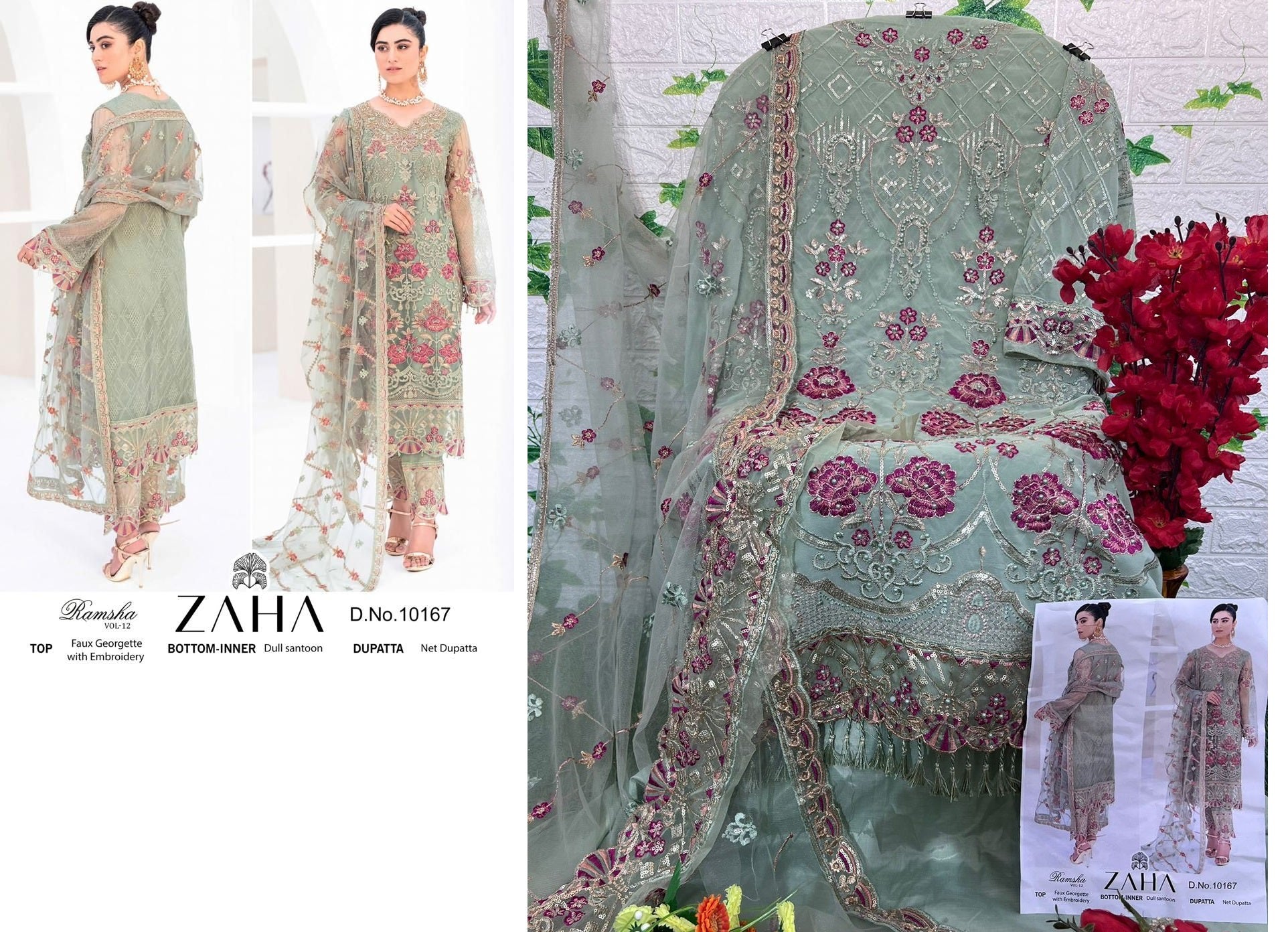 10167 Zaha Pakistani Salwar Suits