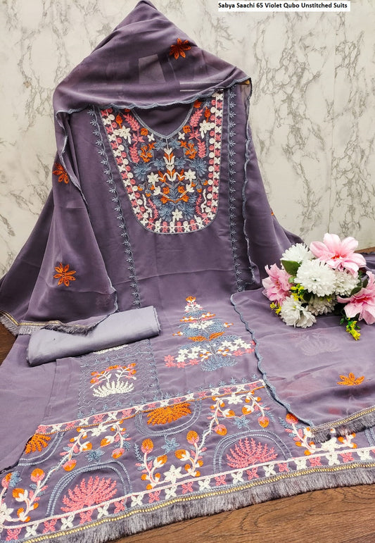 Sabya Saachi 65 Violet Qubo Unstitched Suits