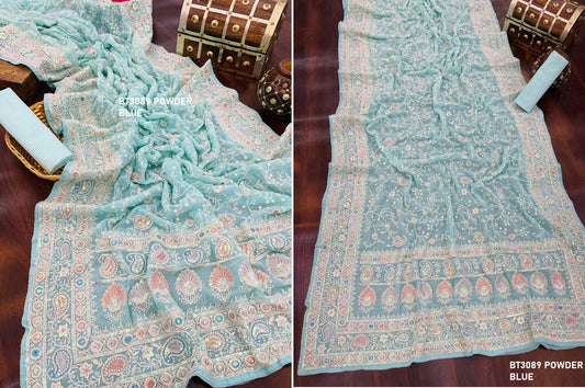 3089Powder Blue Bt Sarees