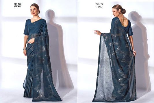 173 Teal Laxminam Sarees