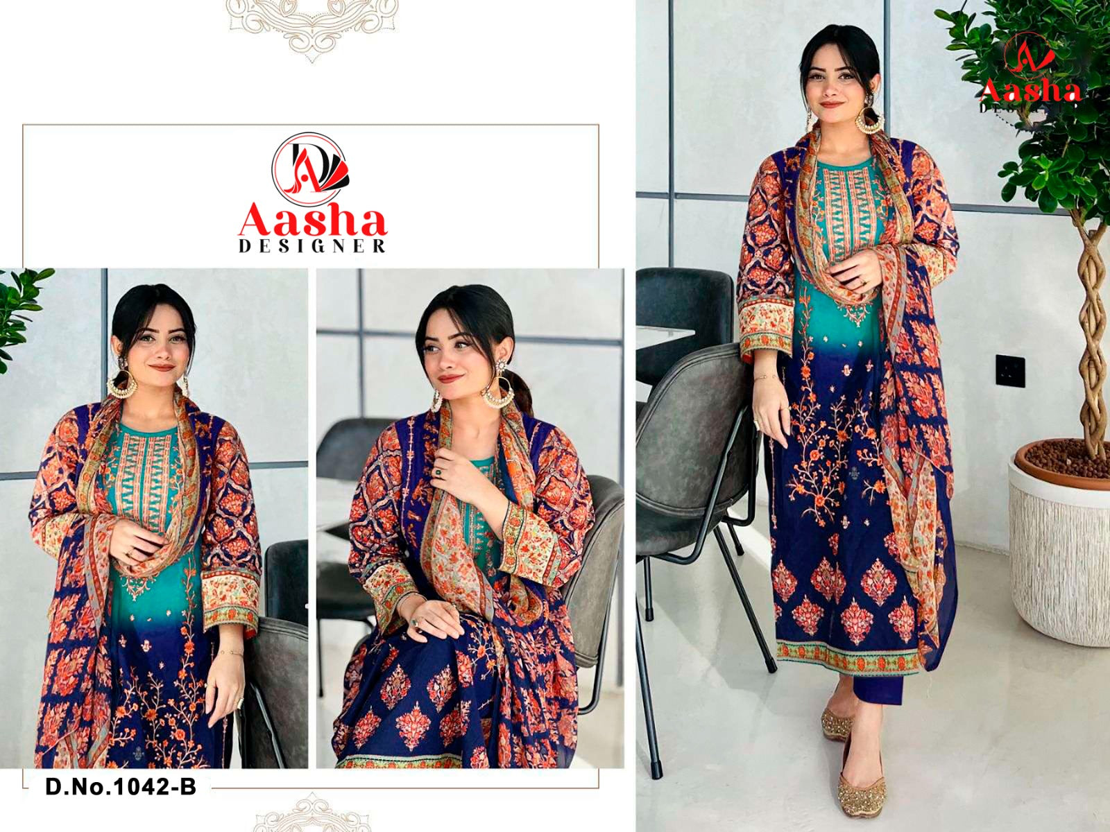 1042B Aasha Designer Pakistani Salwar Suits