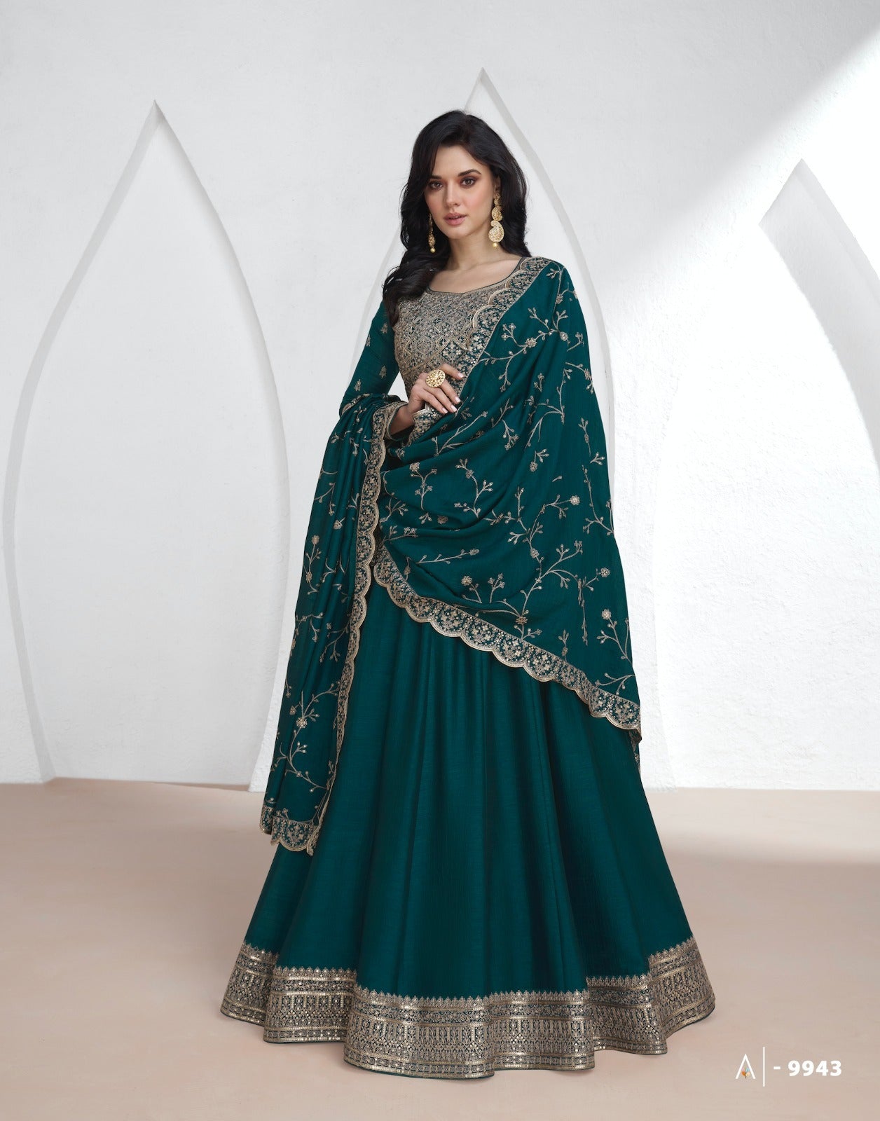 9943 Saroj Aashirwad Creation Gown Dupatta Set