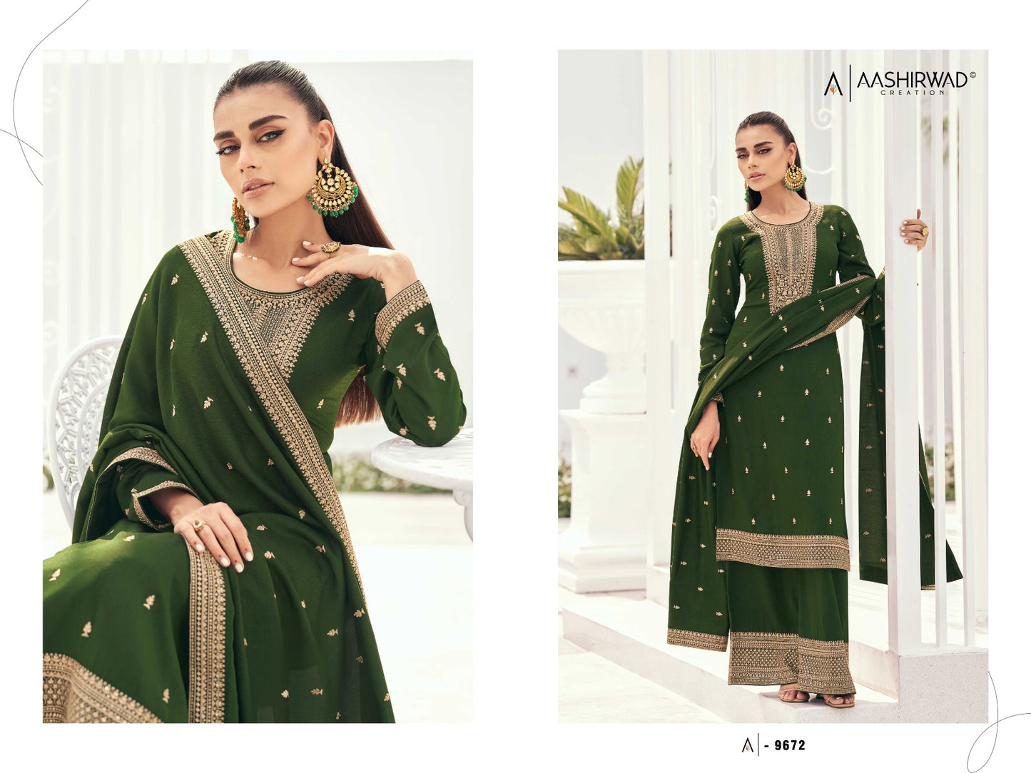 9672 Preet Aashirwad Creation Unstitched Suits