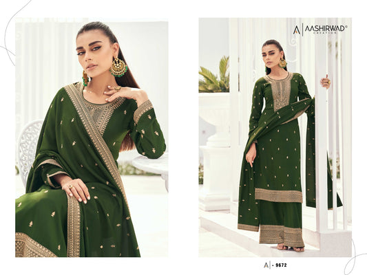 9672 Preet Aashirwad Creation Unstitched Suits