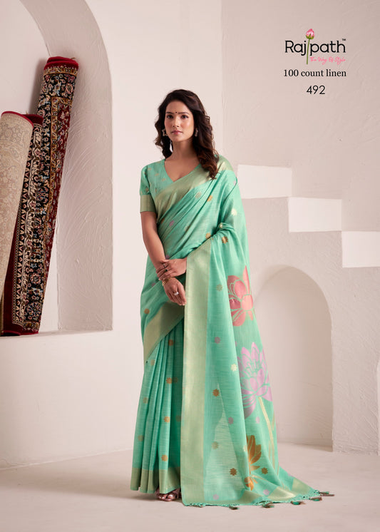 492 Dinamic Rajpath Soft Linen Sarees