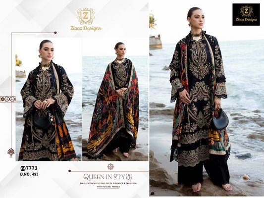 493 Semi Stitched Ziaaz Designs Embroidery Pakistani Salwar Suits
