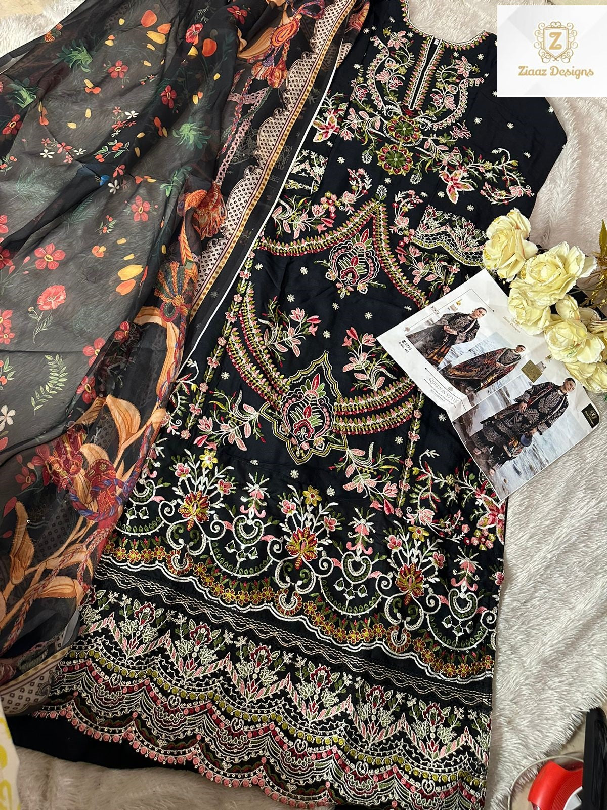 493 Semi Stitched Ziaaz Designs Embroidery Pakistani Salwar Suits