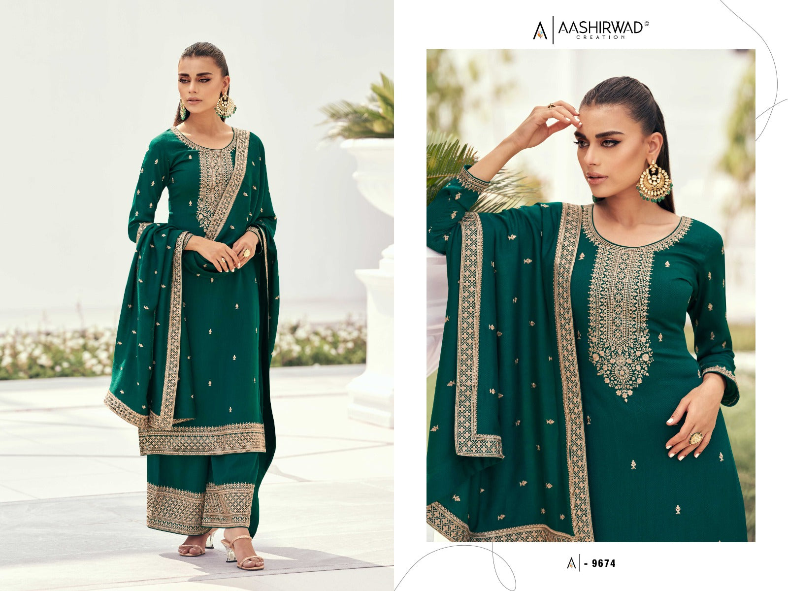 9674 Preet Aashirwad Creation Unstitched Suits