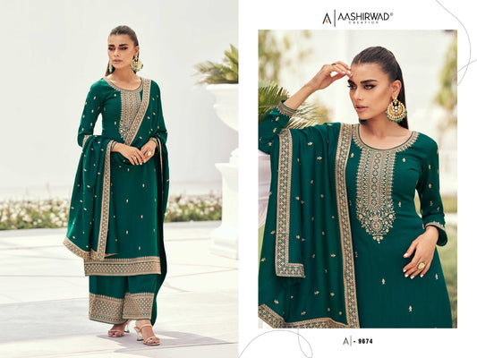 9674 Preet Aashirwad Creation Unstitched Suits