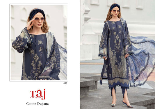 495 Taj Creations Printed Pakistani Patch Suits