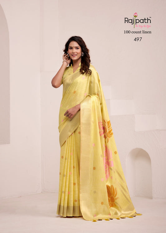 497 Dinamic Rajpath Soft Linen Sarees