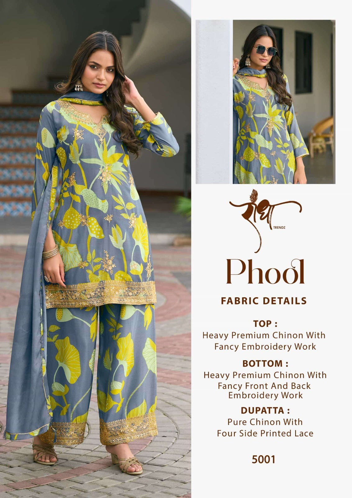 5001 Phool Radha Trendz Premium Chinon Readymade Suits