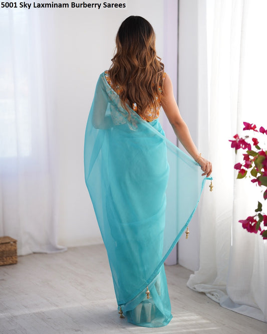 5001 Sky Laxminam Burberry Sarees