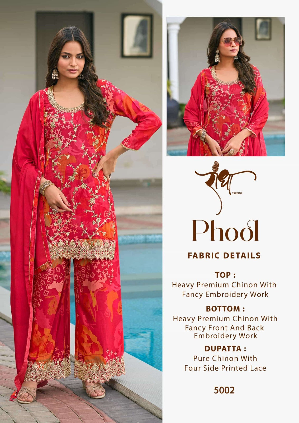 5002 Phool Radha Trendz Premium Chinon Readymade Suits