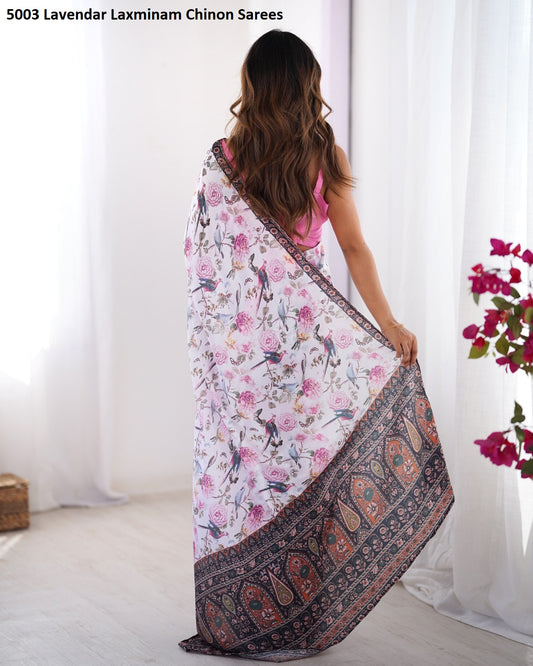 5003 Lavendar Laxminam Chinon Sarees