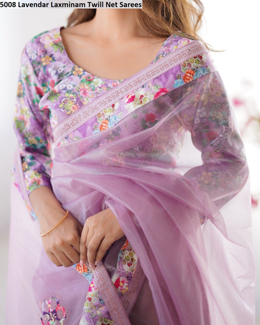 5008 Lavendar Laxminam Twill Net Sarees