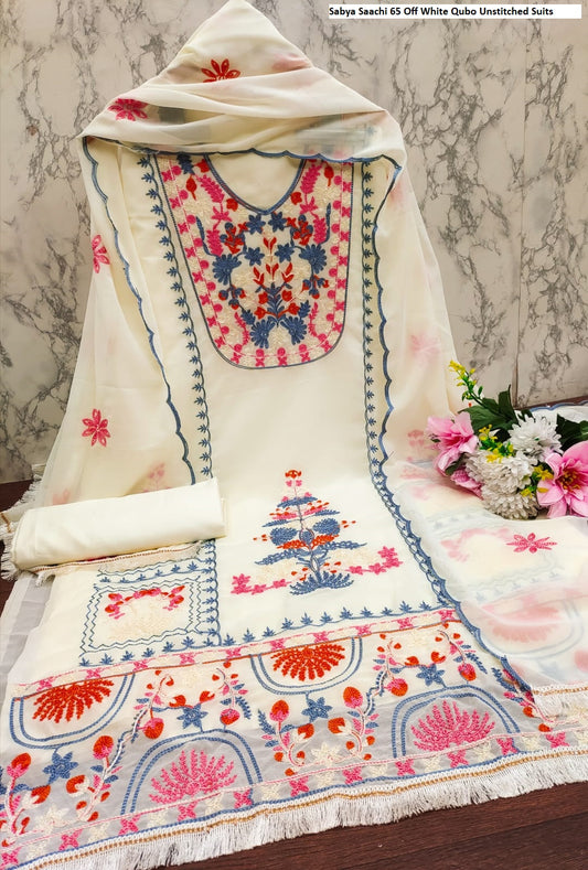 Sabya Saachi 65 Off White Qubo Unstitched Suits