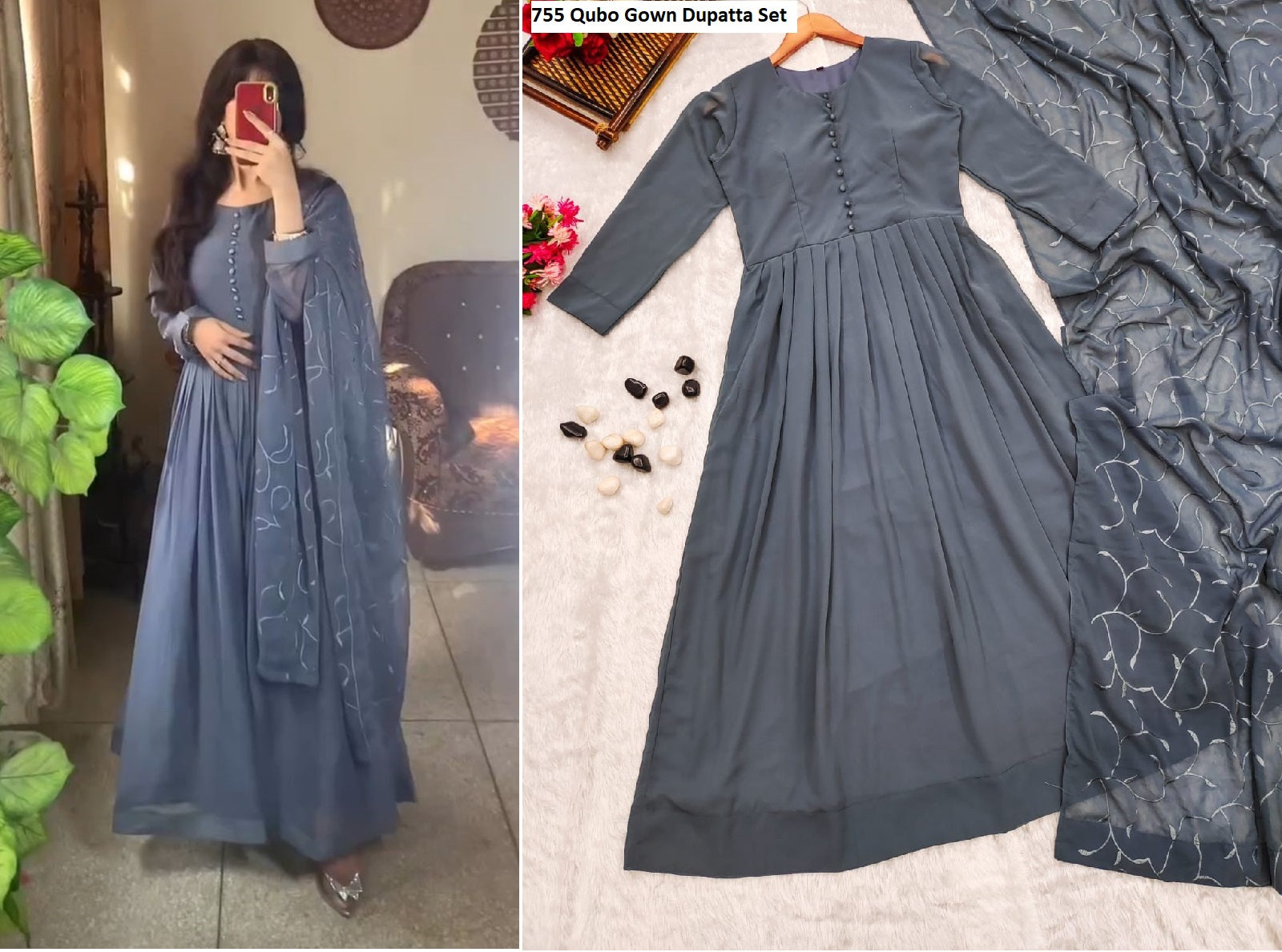 755 Qubo Gown Dupatta Set