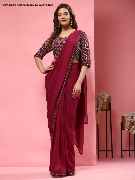 330Maroon Amoha Ready To Wear Saree