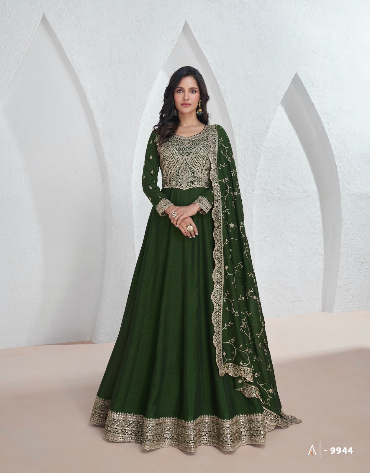 9944 Saroj Aashirwad Creation Gown Dupatta Set