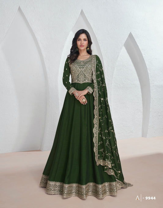 9944 Saroj Aashirwad Creation Gown Dupatta Set