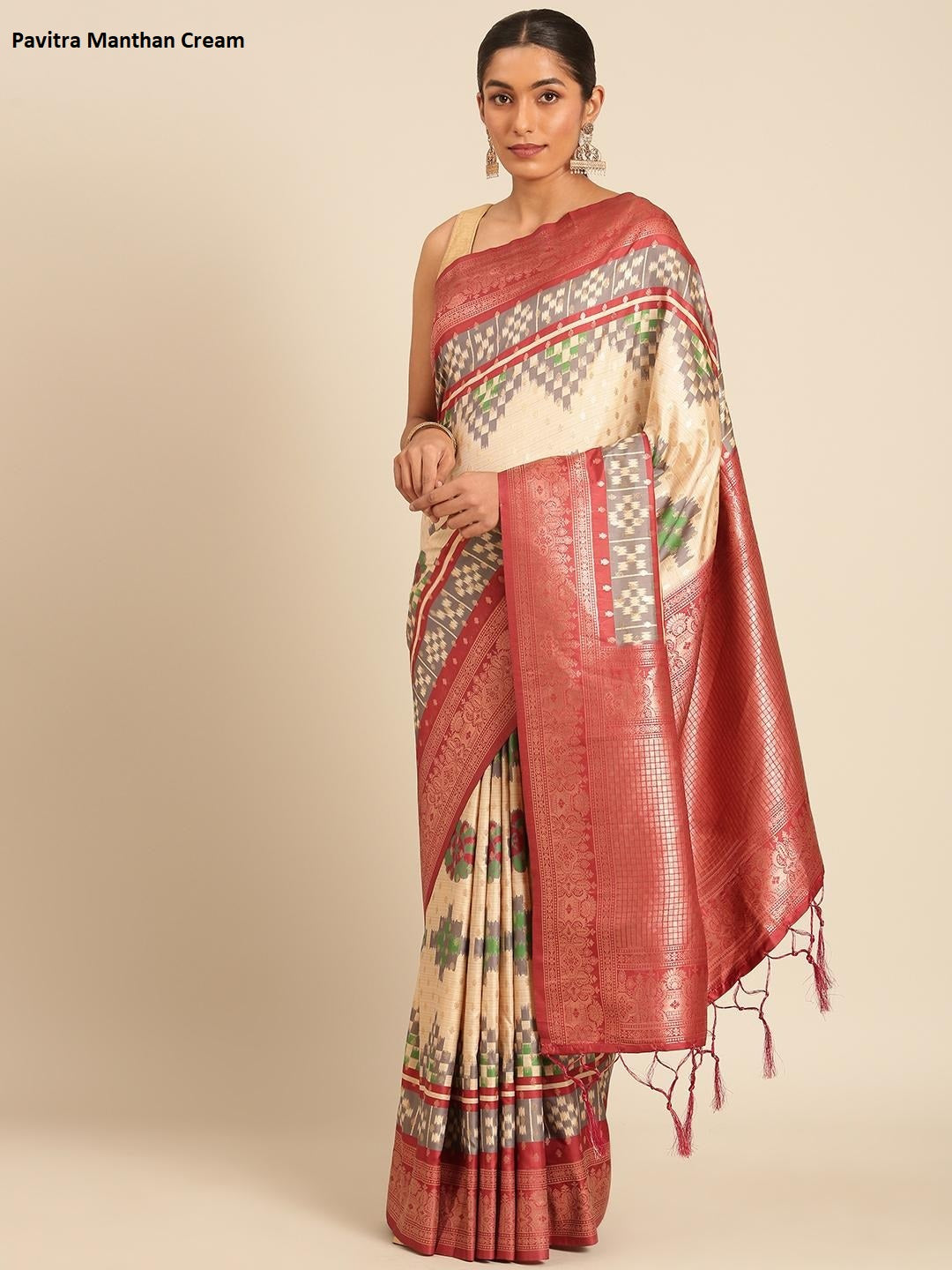 Pavitra Manthan Cream Bunawat Sarees