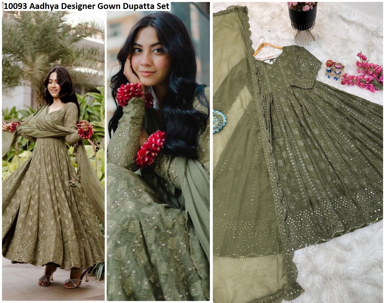 10093 Aadhya Designer Gown Dupatta Set