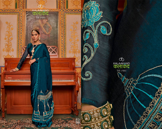 501 Mandir Kalakaand Satin Chiffon Sarees