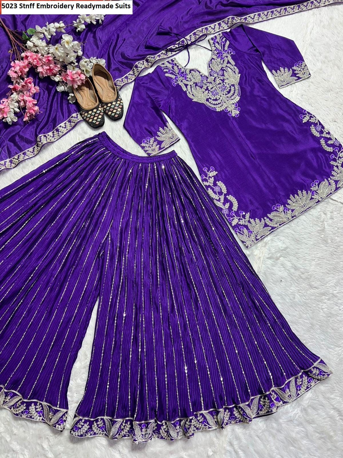 5023 Stnff Embroidery Readymade Suits