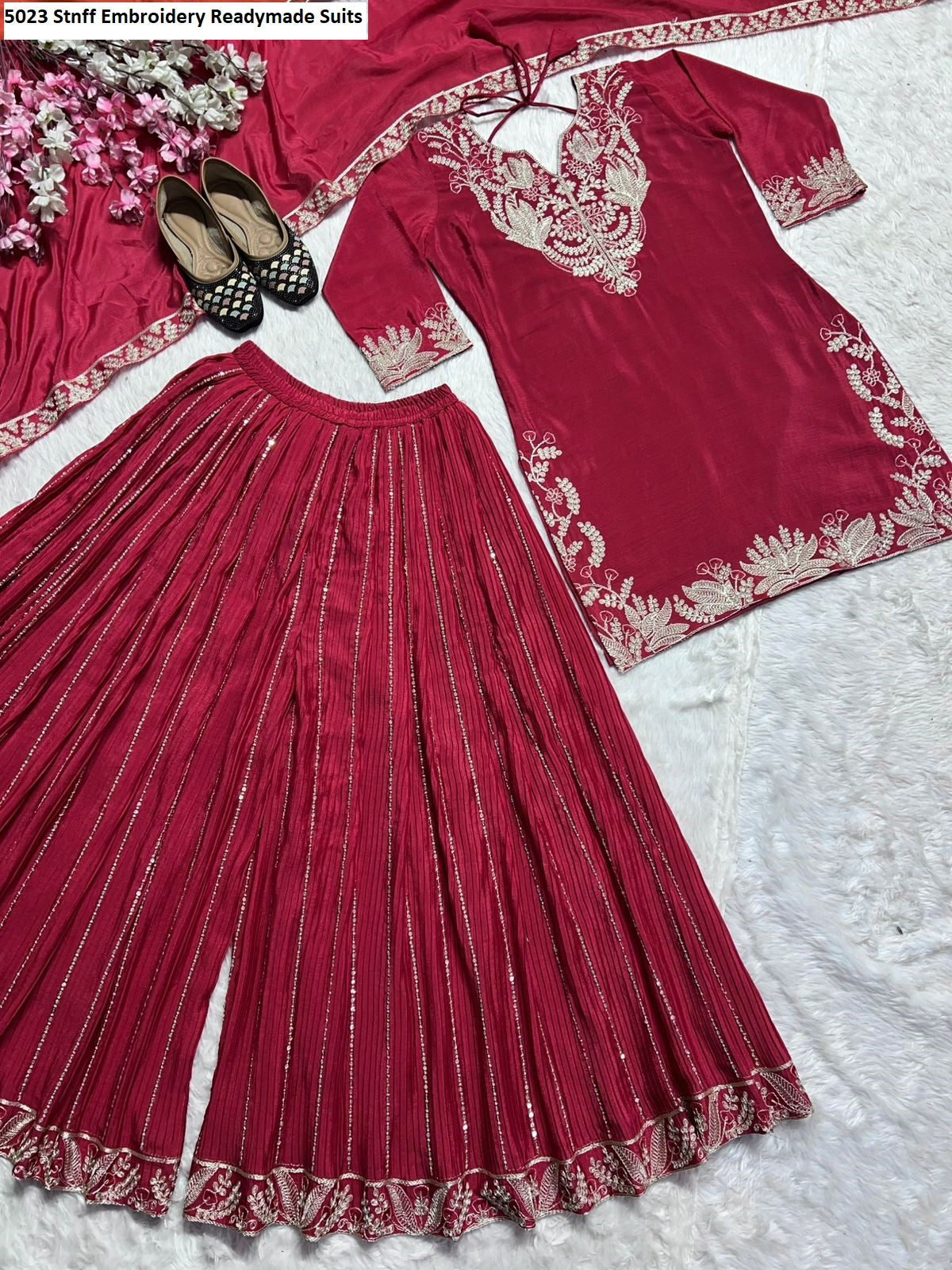 5023 Stnff Embroidery Readymade Suits