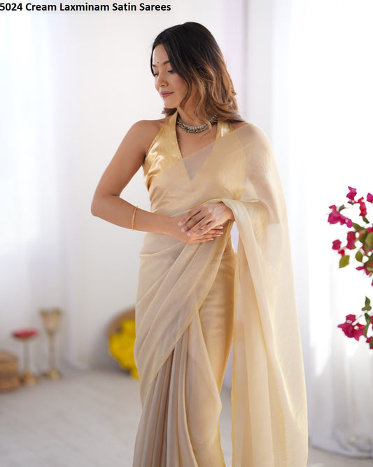5024 Cream Laxminam Satin Sarees