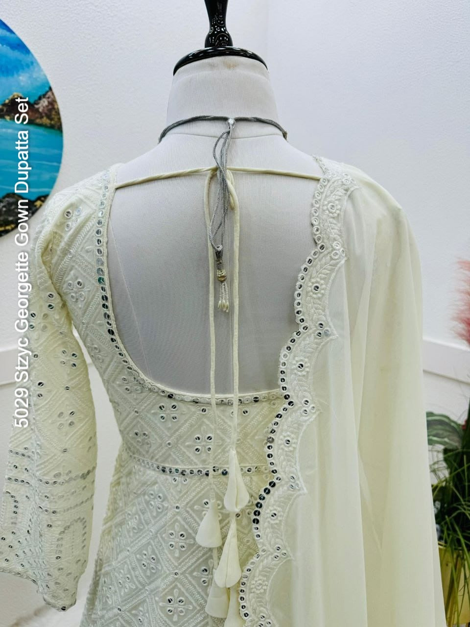 5029 Stzyc Georgette Gown Dupatta Set