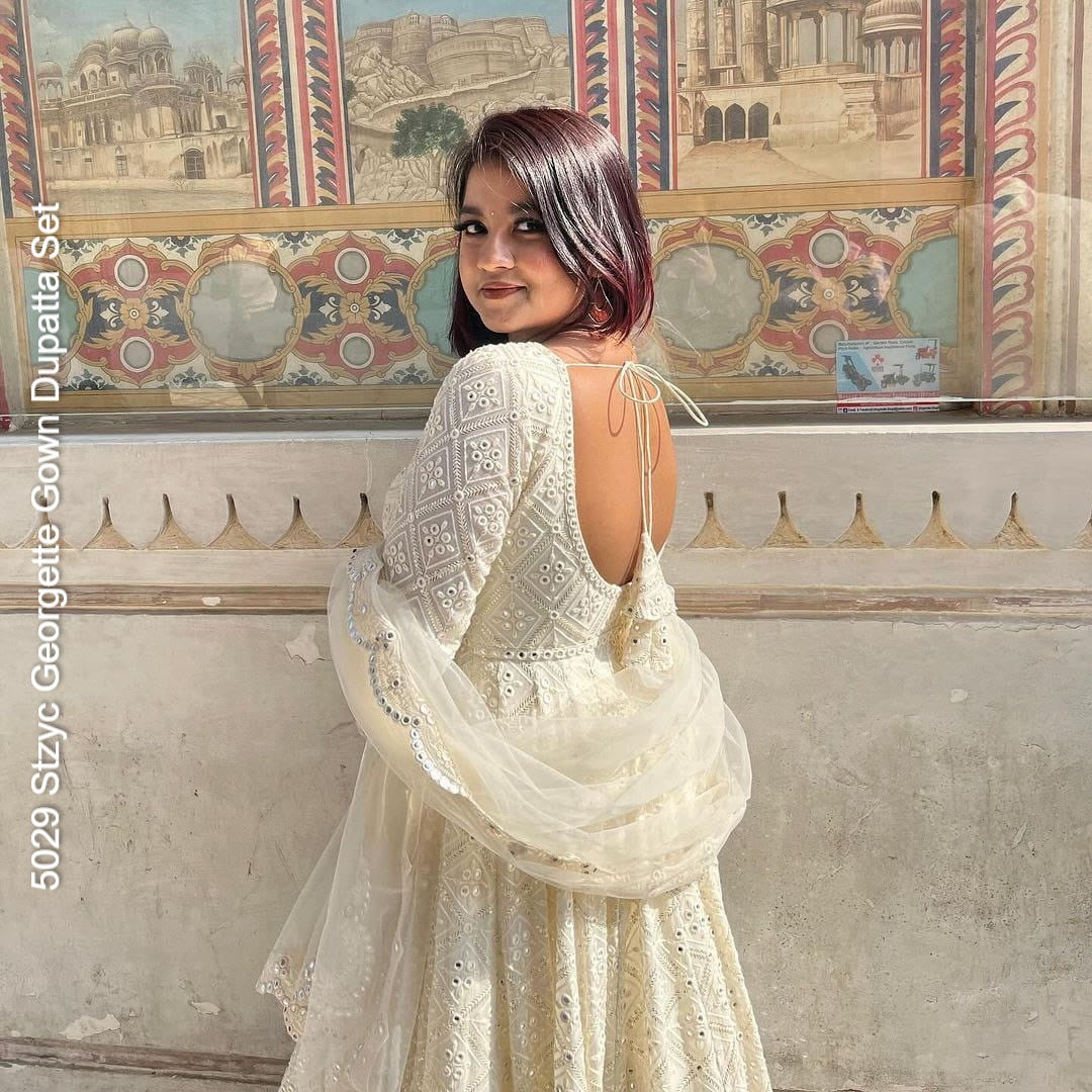 5029 Stzyc Georgette Gown Dupatta Set