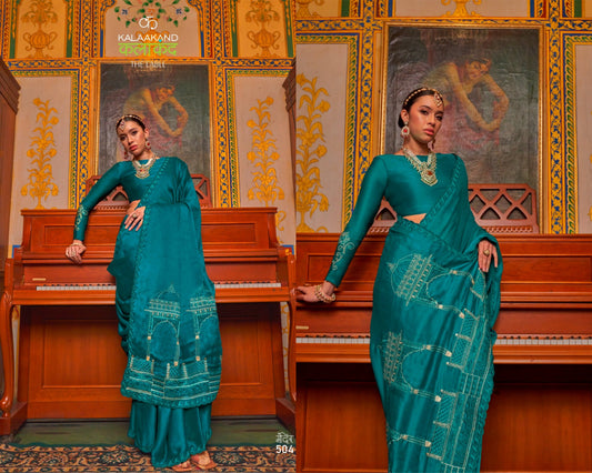 504 Mandir Kalakaand Satin Chiffon Sarees