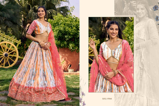 5051 Pink Lavanya Zeel Chinon Lehenga Choli