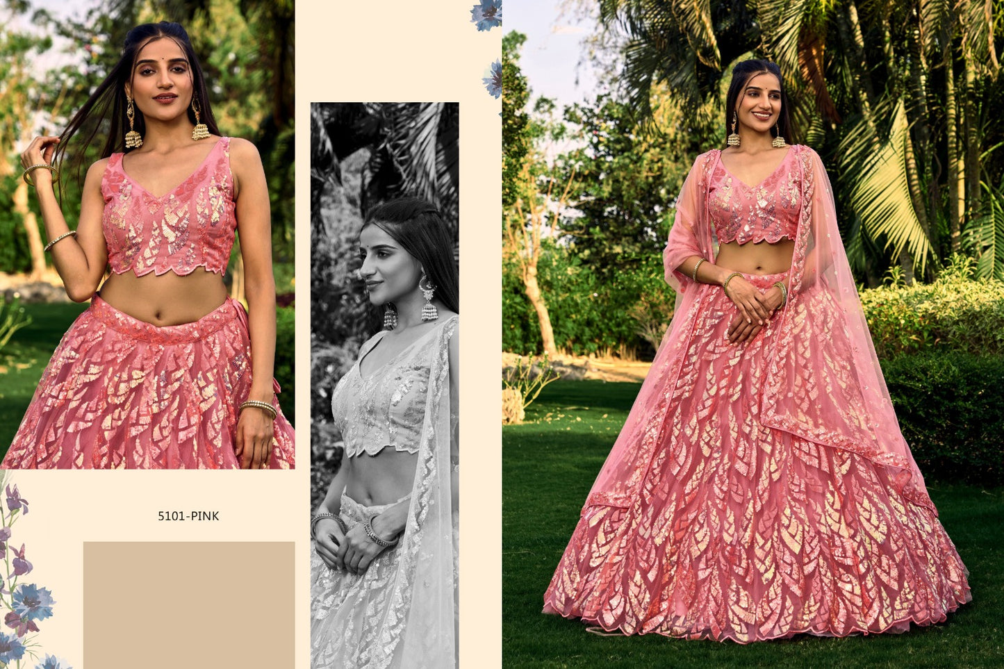 5101 Pink Meera Zeel Lehenga Choli