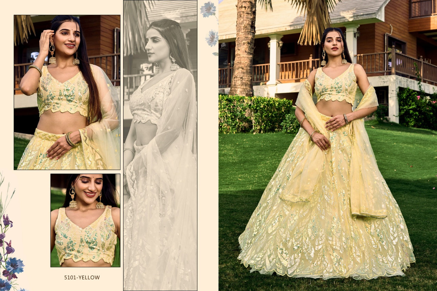 5101 Yellow Meera Zeel Lehenga Choli