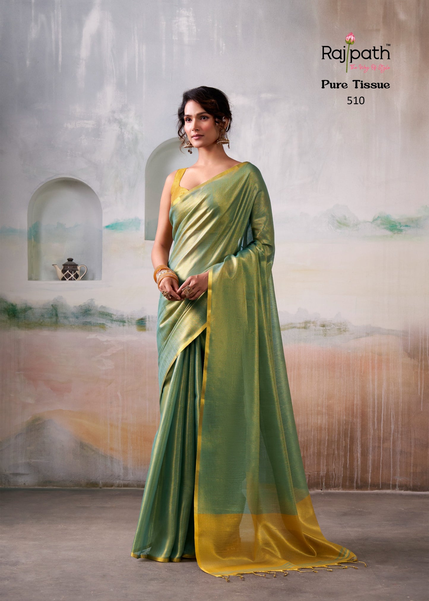 510 Anvika Tissue Rajpath Pure Handloom Sarees