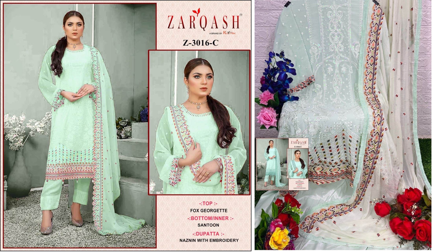 Z-3016C Zarqash Pakistani Salwar Suits