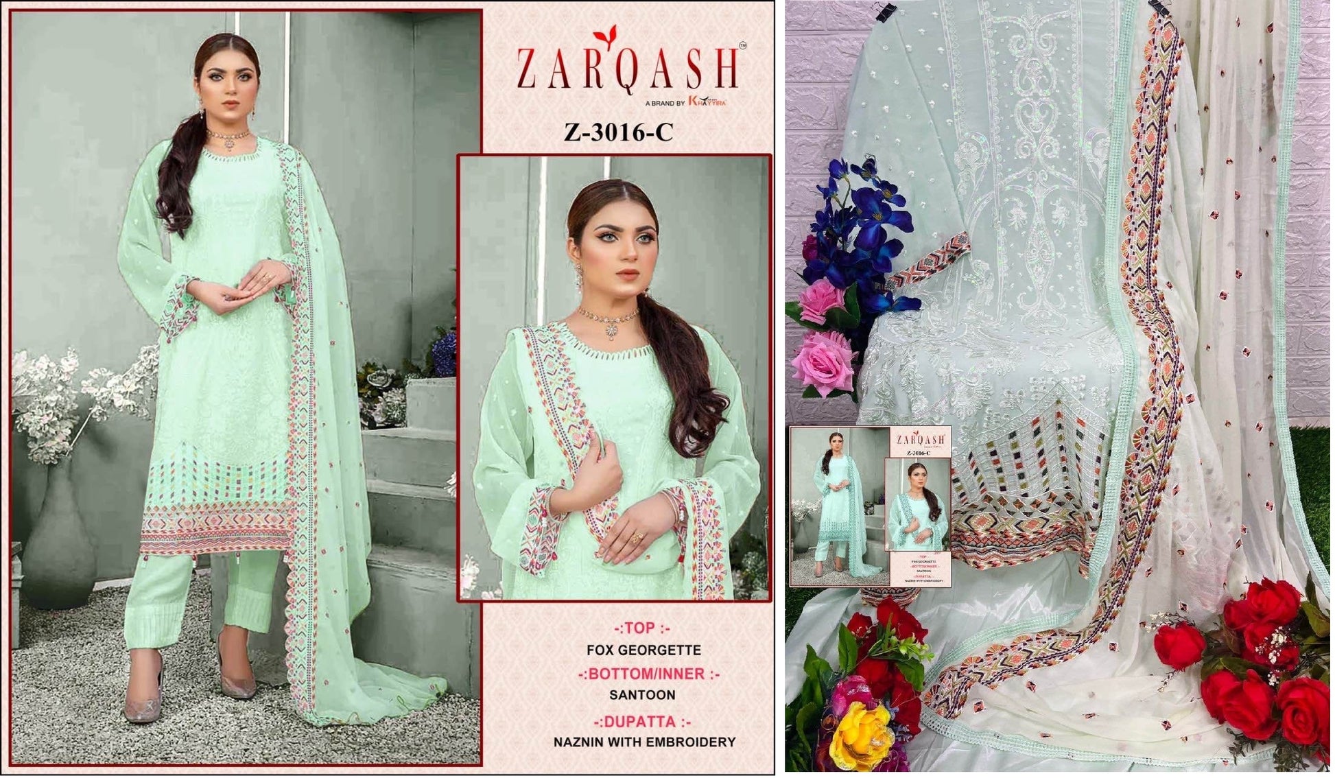 Z-3016C Zarqash Pakistani Salwar Suits