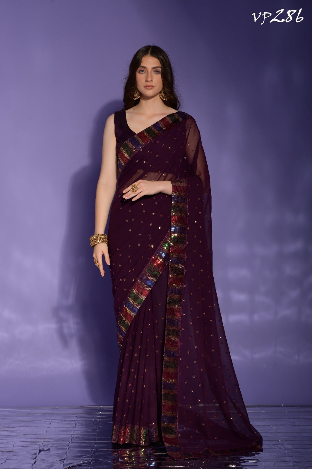 286 Koski 4 Sequence Fashion Berry Sarees